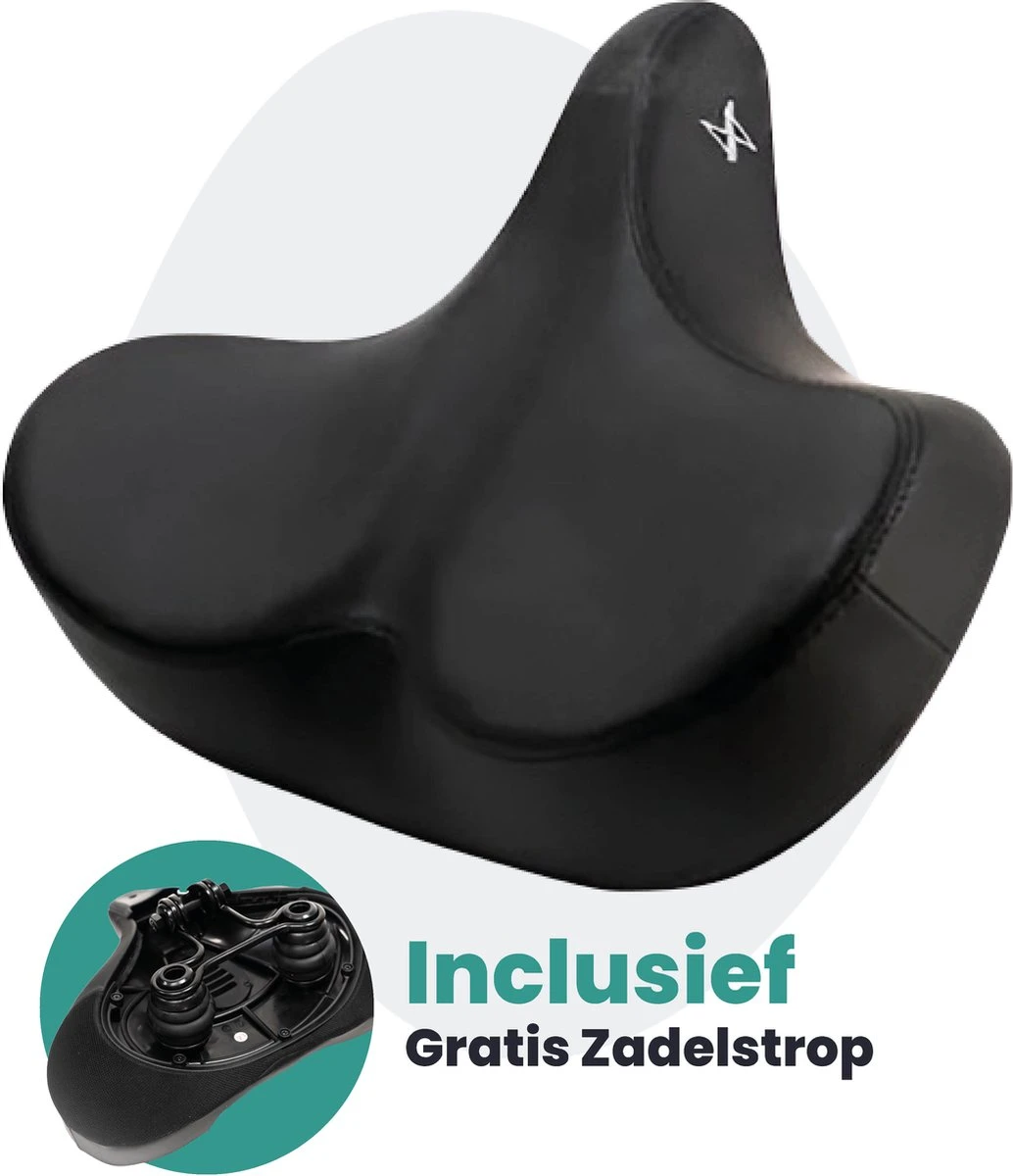 Voltano City XXXL Fietszadel – Unisex Extra Breed Fietszadel – Tegen Zadelpijn – 100% Waterdicht – Incl. Gratis Zadelstrop - Zwart 3 Voltano City XXXL Fietszadel – Unisex Extra Breed Fietszadel – Tegen Zadelpijn – 100% Waterdicht – Incl. Gratis Zadelstrop - Zwart