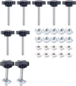 10 Stuks - Klemschroef Met Draaiende Knop - Sterschroef - Duimschroeven - Schuifmoeren - Gekartelde Klemknoppen - Draai Bouten - Vervangende Ster Handknop - Aanhaalschroef - M8 * 50mm - Zwart