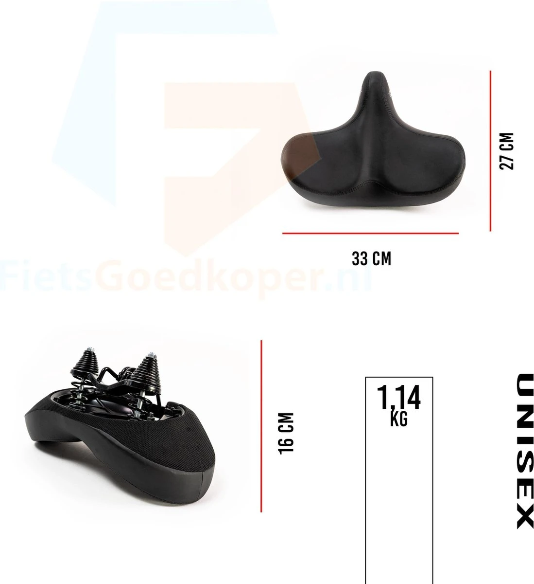 Voltano City XXXL Fietszadel – Unisex Extra Breed Fietszadel – Tegen Zadelpijn – 100% Waterdicht – Incl. Gratis Zadelstrop - Zwart 6 Voltano City XXXL Fietszadel – Unisex Extra Breed Fietszadel – Tegen Zadelpijn – 100% Waterdicht – Incl. Gratis Zadelstrop - Zwart - Afbeelding 4