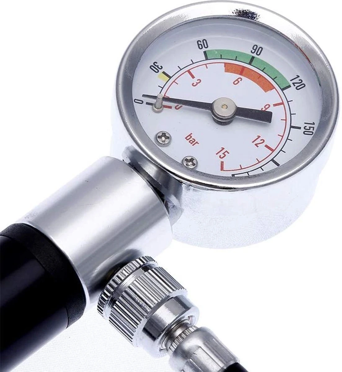 LHP Fietspomp Mini - Analoog Drukmeter - Inclusief Naaldventiel En Fietsbandreparatieset 4 LHP Fietspomp Mini - Analoog Drukmeter - Inclusief Naaldventiel En Fietsbandreparatieset - Afbeelding 2