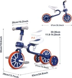3 In 1 - Multifunctioneel Ombouwbare Kinderdriewieler - Kinder Trike - Peuterfiets - Kinder Fiets - Verstelbaar Zadel - Lichtgewicht - Lefvrije Banden -Ombouwbaar Tot Loopfiets, Driewieler, Tweewieler - Voor Kinderen Van 1-51 Jaar Roze -Volare Shop 1114x1200 1