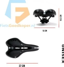Voltano Trekking Fietszadel - Comfortabel Gel Zadel - Met Uitsparing - Inclusief Zadelstrop - 100% Waterdicht - Unisex - Zwart -Volare Shop 1153x1200