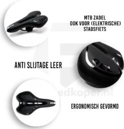 Voltano Trekking Fietszadel - Comfortabel Gel Zadel - Met Uitsparing - Inclusief Zadelstrop - 100% Waterdicht - Unisex - Zwart -Volare Shop 1154x1200