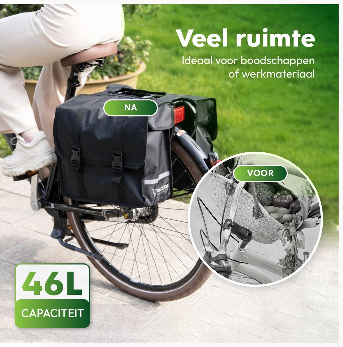 Ekostar® Online Shopping - Fietstassen Dubbel - Waterafstotend - Fietstas - 46 Liter - Fietstassen Elektrische Fietsen 4 Ekostar® Online Shopping - Fietstassen Dubbel - Waterafstotend - Fietstas - 46 Liter - Fietstassen Elektrische Fietsen - Afbeelding 2