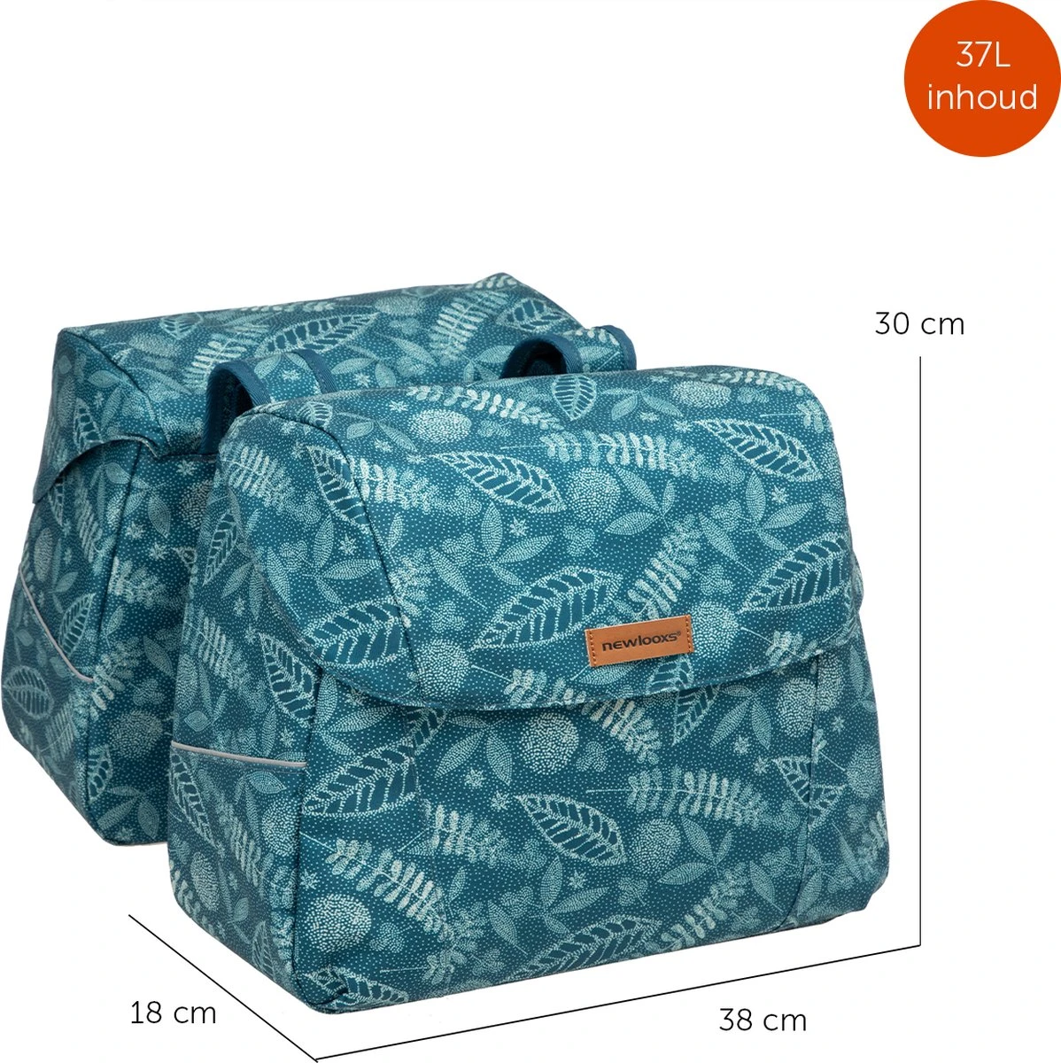 New Looxs Forest Joli Dubbele Fietstas - 37 Liter - Blauw 6 New Looxs Forest Joli Dubbele Fietstas - 37 Liter - Blauw - Afbeelding 4