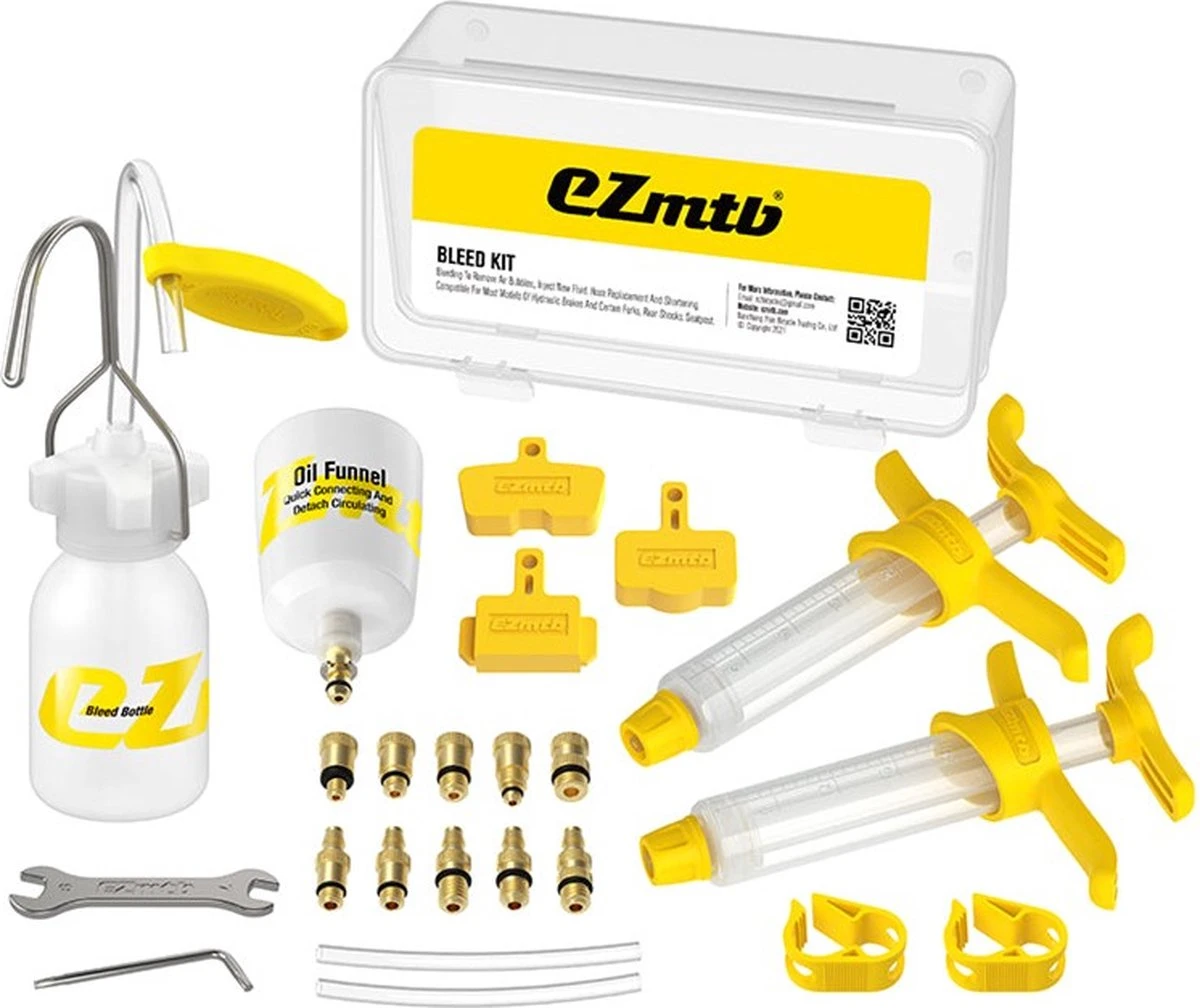 Ontluchtingsset EZmtb Special 2022 - Incl. Metalen Adapters En Nieuw Model Trechter 3 Ontluchtingsset EZmtb Special 2022 - Incl. Metalen Adapters En Nieuw Model Trechter