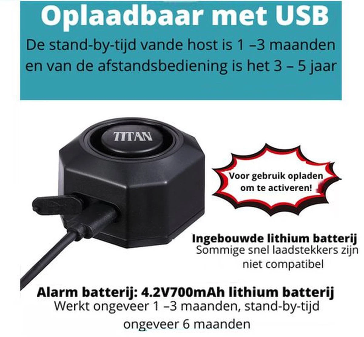 Titan Fietsalarm (2023 Model ) - Fietsalarm - Fietsslot Met Alarm - Alarm Met Afstandsbediening 5 Titan Fietsalarm (2023 Model ) - Fietsalarm - Fietsslot Met Alarm - Alarm Met Afstandsbediening - Afbeelding 3