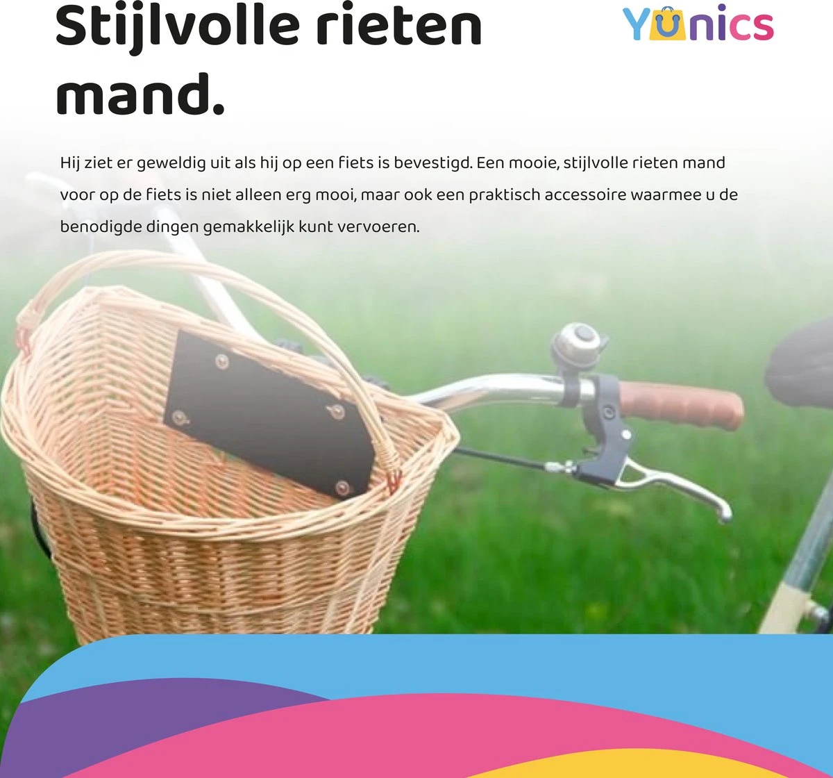 YUNICS Fietsmand - Rieten Fietsmand - Makkelijk Klik Systeem - 20 Liter - Beige 4 YUNICS Fietsmand - Rieten Fietsmand - Makkelijk Klik Systeem - 20 Liter - Beige - Afbeelding 2
