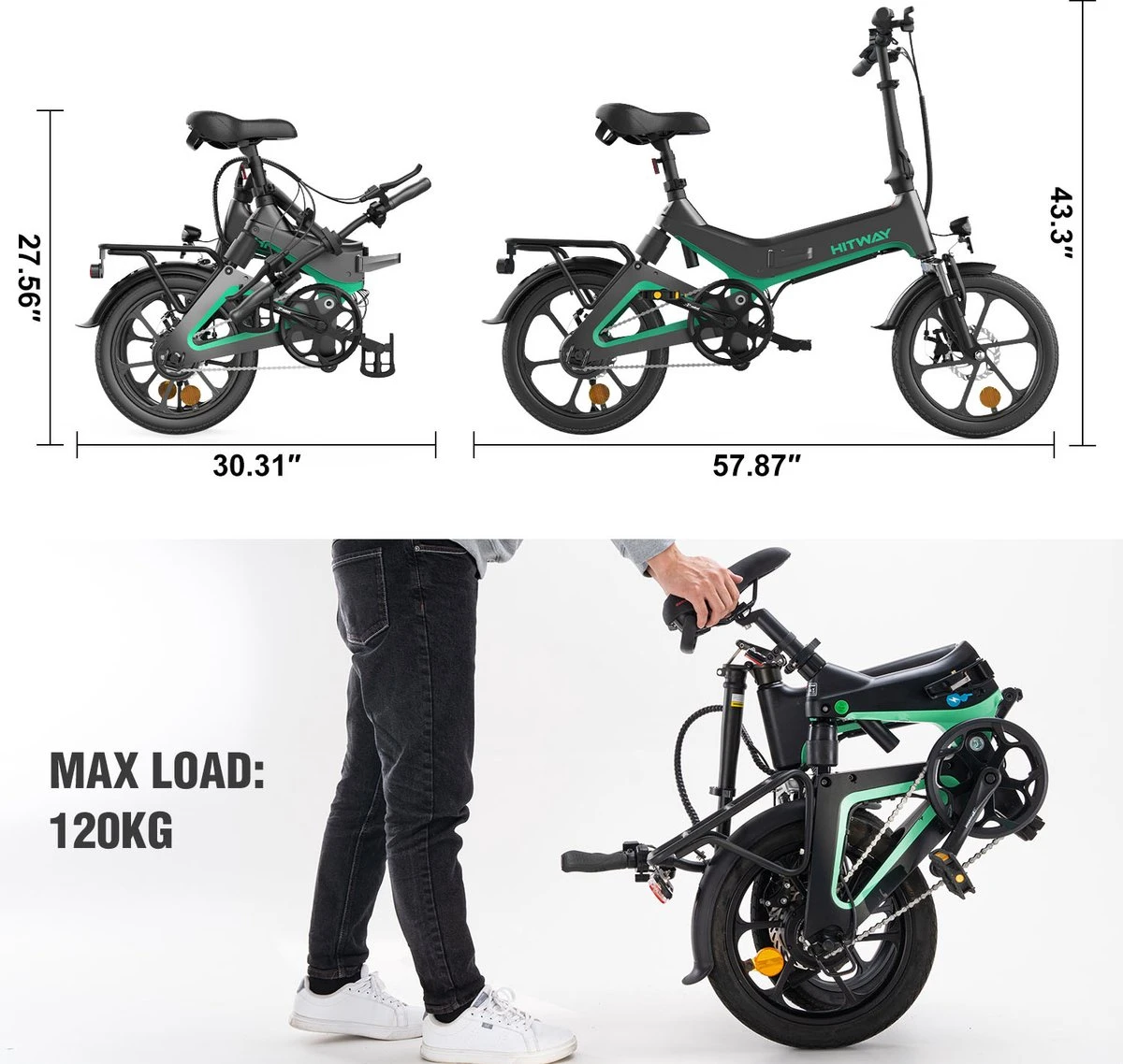 HITWAY Elektrische Fiets - Opvouwbare E-bike - 16 Inch-250W-2023 Model 10 HITWAY Elektrische Fiets - Opvouwbare E-bike - 16 Inch-250W-2023 Model - Afbeelding 8