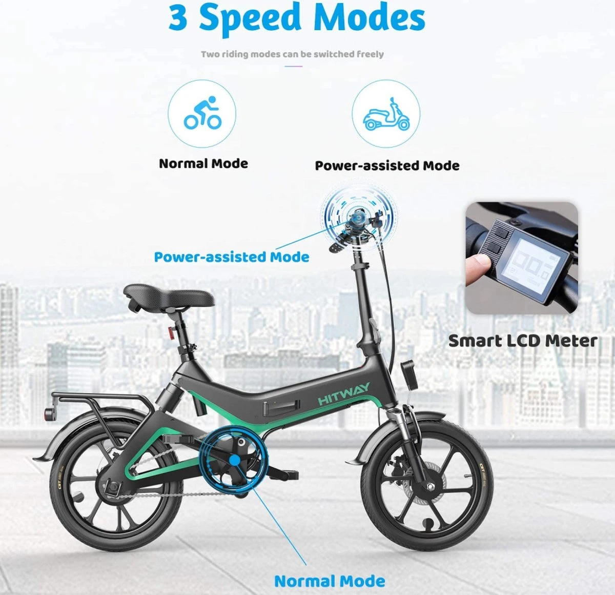 HITWAY Elektrische Fiets - Opvouwbare E-bike - 16 Inch-250W-2023 Model 6 HITWAY Elektrische Fiets - Opvouwbare E-bike - 16 Inch-250W-2023 Model - Afbeelding 4