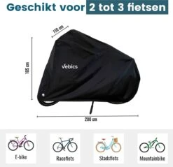 Fietshoes Voor 2 Fietsen - Waterdicht - Fietsbeschermhoes - Elektrische Fiets - Stalling - Fietsbeschermhoes Voor 2 Fietsen - Zwart -Volare Shop 1200x1161 2