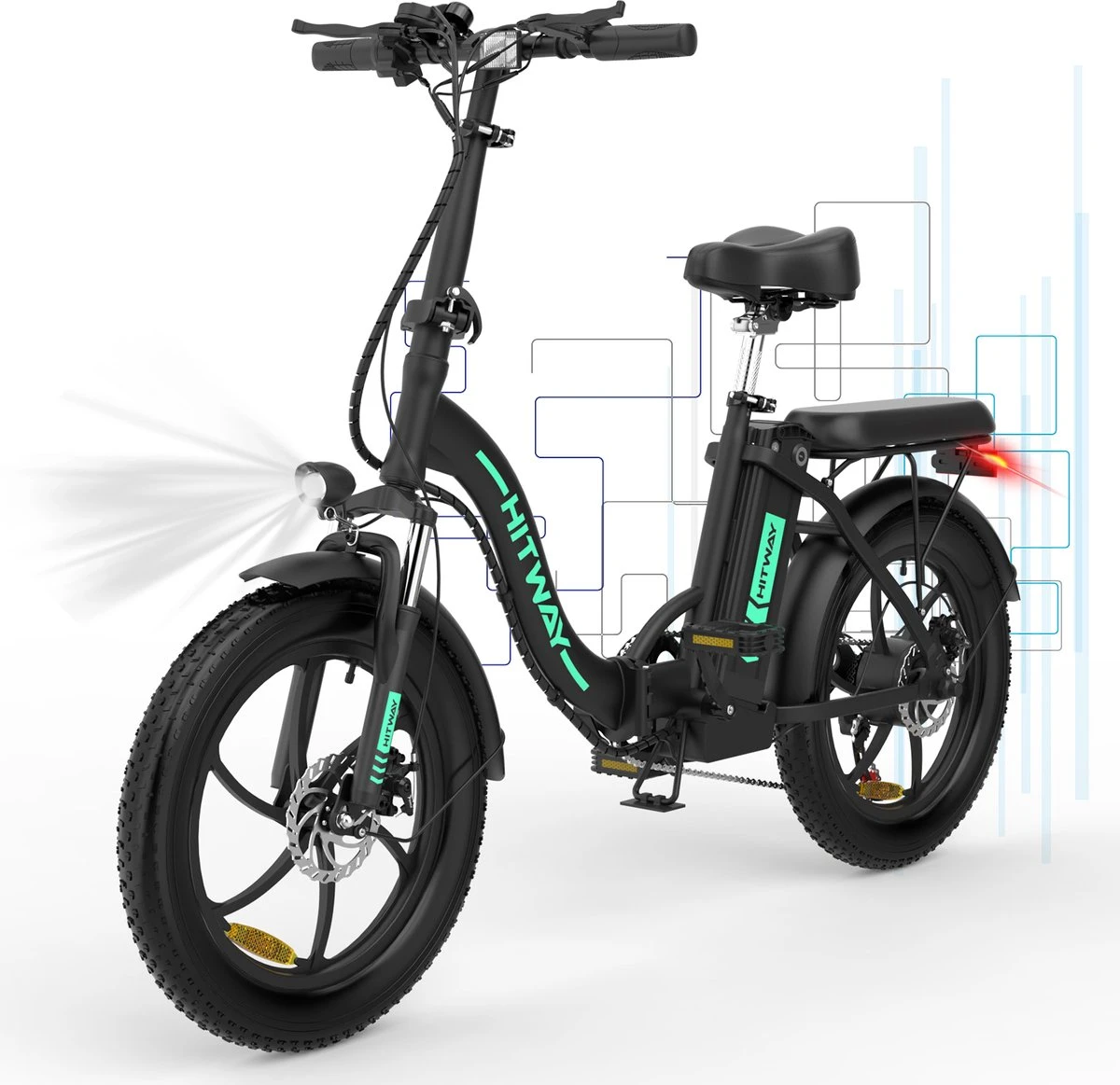 HITWAY Elektrische Fiets | 20" Opvouwbare Volwassen Vette Fiets | Batterij 36V/11,2Ah,Motor 250W, Max Bereik 35-90km | E Bike City 3 HITWAY Elektrische Fiets | 20" Opvouwbare Volwassen Vette Fiets | Batterij 36V/11,2Ah,Motor 250W, Max Bereik 35-90km | E Bike City