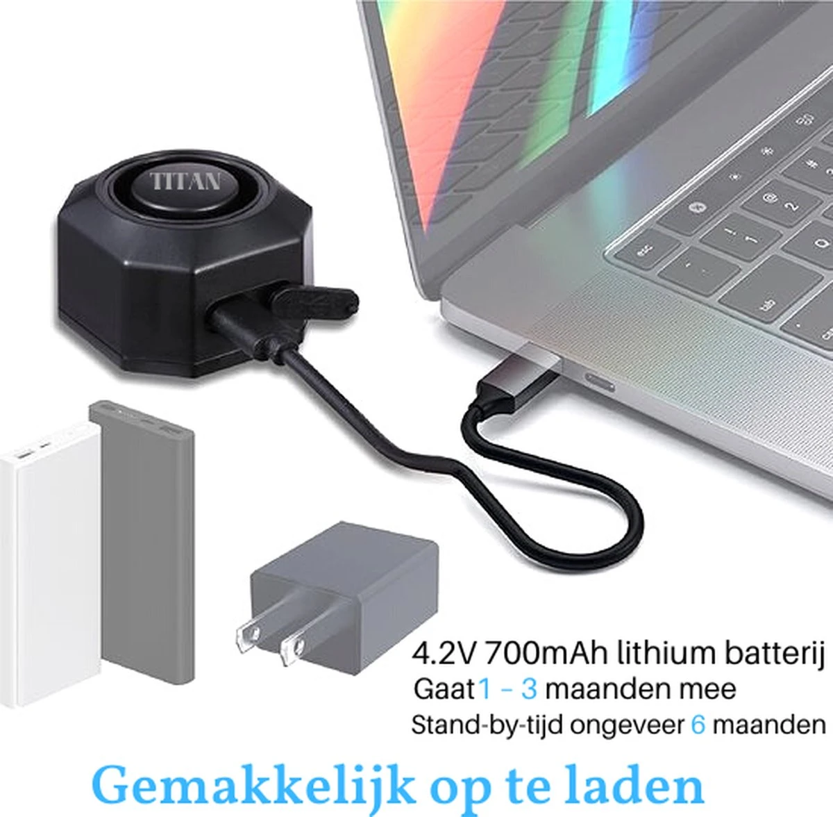 Titan Fietsalarm (2023 Model ) - Fietsalarm - Fietsslot Met Alarm - Alarm Met Afstandsbediening 7 Titan Fietsalarm (2023 Model ) - Fietsalarm - Fietsslot Met Alarm - Alarm Met Afstandsbediening - Afbeelding 5