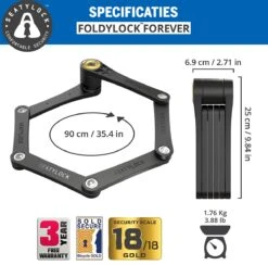 FoldyLock Forever Vouwslot Fietsslot 18/18 Gold Hoge Kwaliteit - Voor Elk Type Fiets - Met Houder 90cm -Volare Shop 1200x1184 9