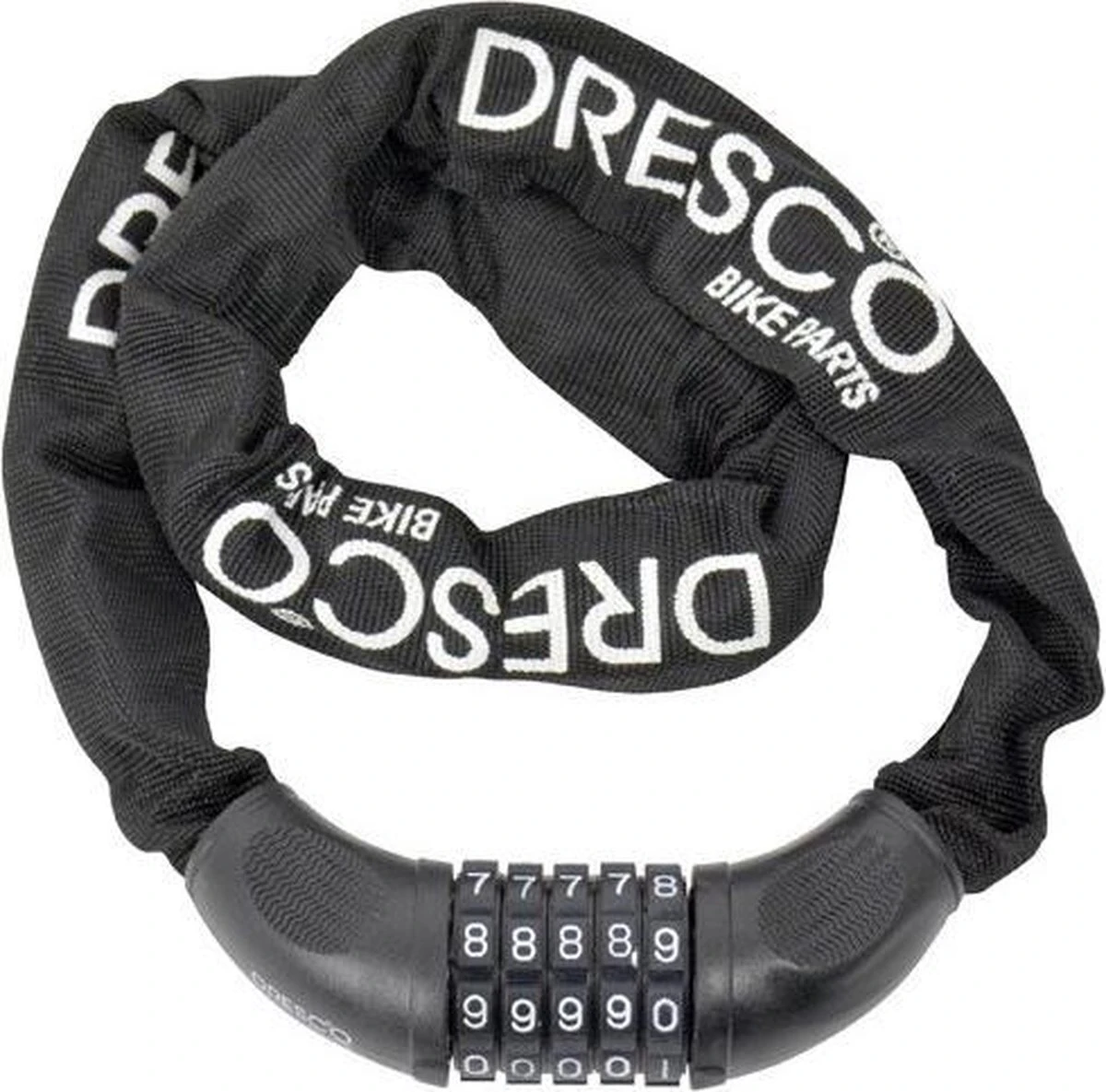 Dresco - Kettingcijferslot - 90cm - Rond 6mm - Zwart 4 Dresco - Kettingcijferslot - 90cm - Rond 6mm - Zwart - Afbeelding 2