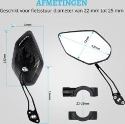 NueNext Fietsspiegel Ebike 2 Stuks – Achteruitkijk Spiegel Op Stuur – Multi-verstelbaar – 360 Rotatie - Speed-pedelec -Volare Shop 1200x1188