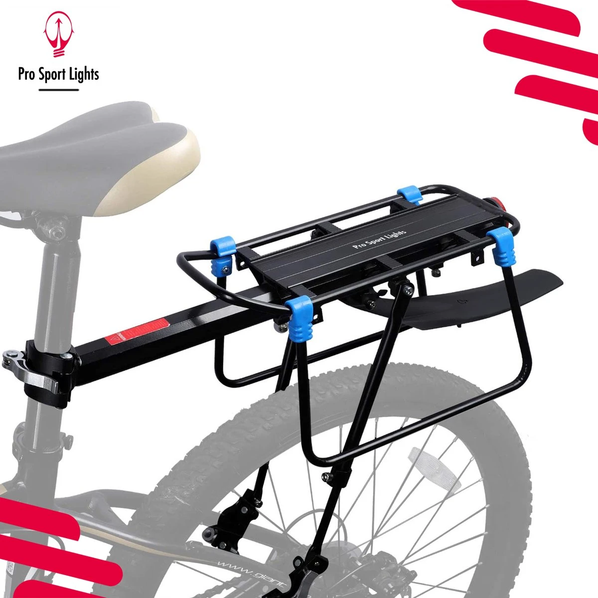 Mountainbike Bagagedrager En Spatbord - Fiets Rek Achter Met QR - Pro Sport Lights - MTB/ Racefiets Fietszadeldrager 12 Mountainbike Bagagedrager En Spatbord - Fiets Rek Achter Met QR - Pro Sport Lights - MTB/ Racefiets Fietszadeldrager - Afbeelding 10