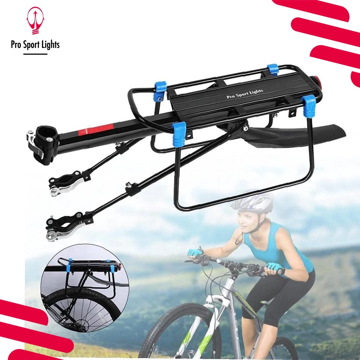Mountainbike Bagagedrager En Spatbord - Fiets Rek Achter Met QR - Pro Sport Lights - MTB/ Racefiets Fietszadeldrager 13 Mountainbike Bagagedrager En Spatbord - Fiets Rek Achter Met QR - Pro Sport Lights - MTB/ Racefiets Fietszadeldrager - Afbeelding 11