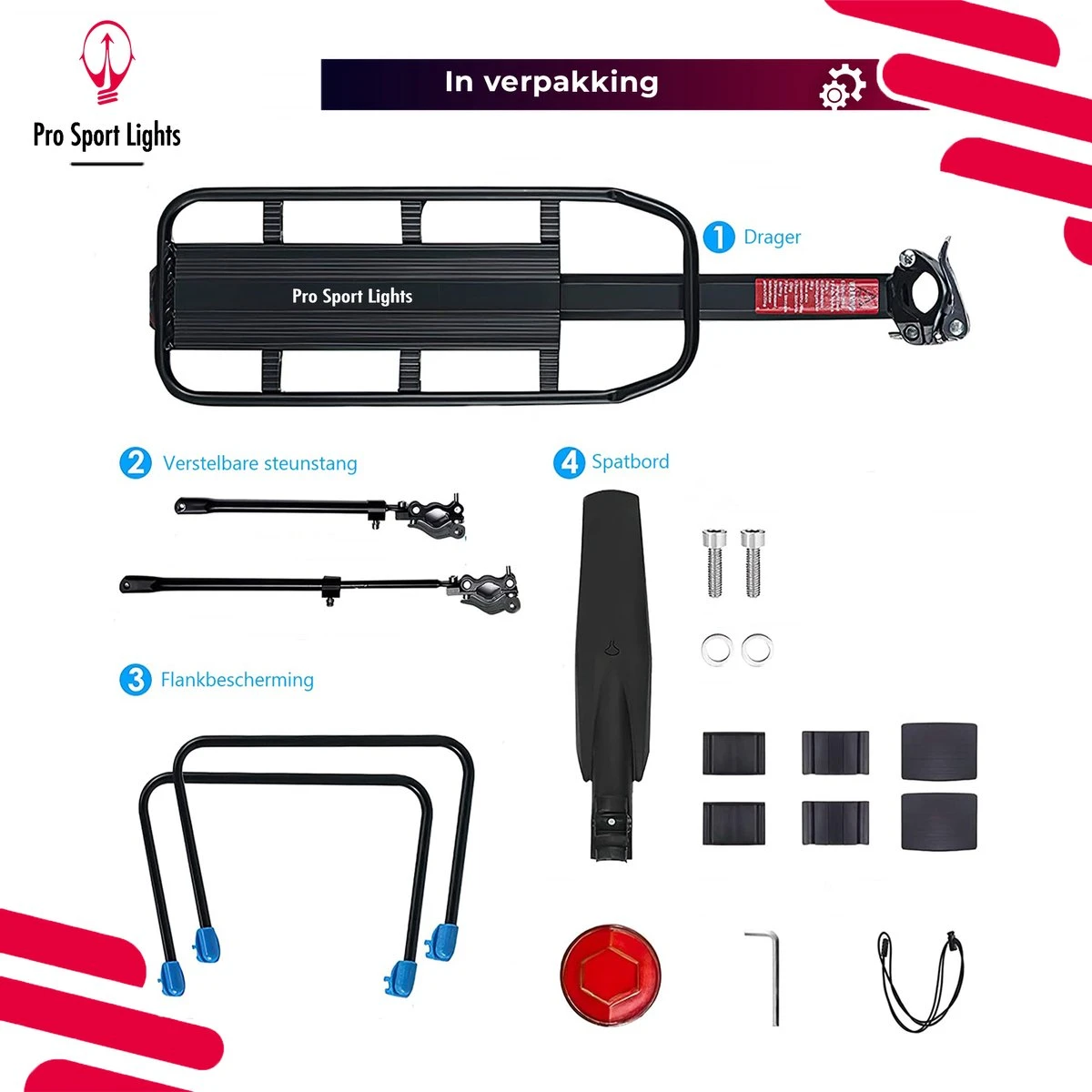 Mountainbike Bagagedrager En Spatbord - Fiets Rek Achter Met QR - Pro Sport Lights - MTB/ Racefiets Fietszadeldrager 14 Mountainbike Bagagedrager En Spatbord - Fiets Rek Achter Met QR - Pro Sport Lights - MTB/ Racefiets Fietszadeldrager - Afbeelding 12