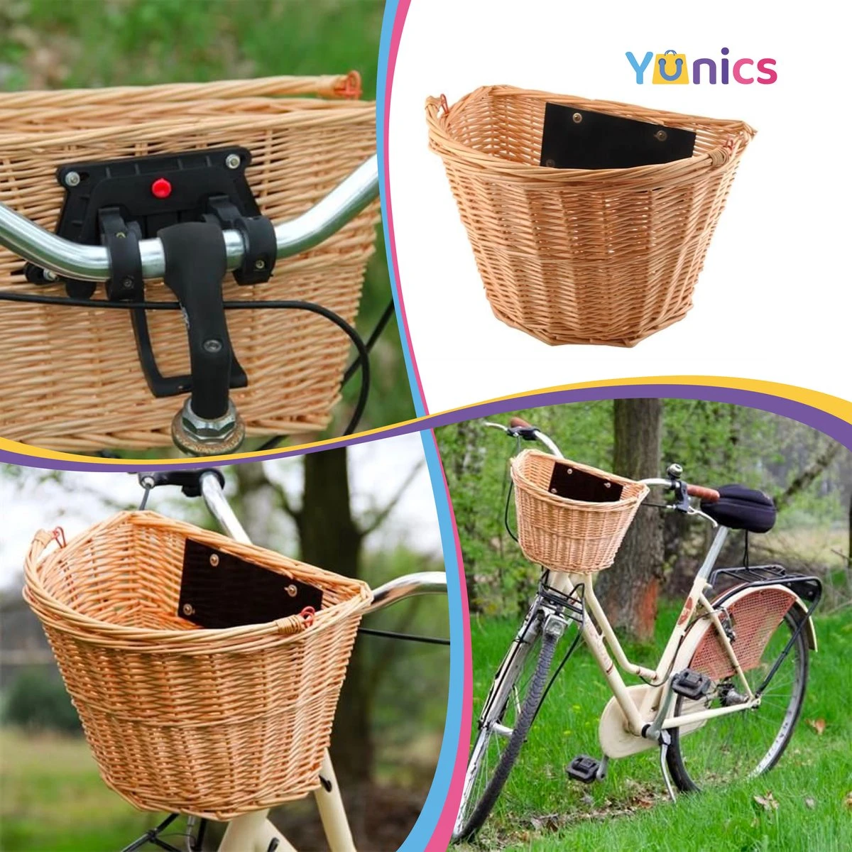 YUNICS Fietsmand - Rieten Fietsmand - Makkelijk Klik Systeem - 20 Liter - Beige 6 YUNICS Fietsmand - Rieten Fietsmand - Makkelijk Klik Systeem - 20 Liter - Beige - Afbeelding 4