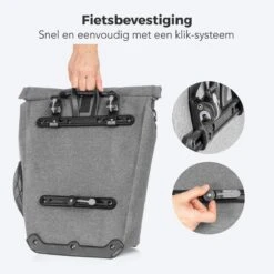 LifeGoods Fietstas - Enkel - 25L - Schoudertas En Rugtas - Waterdicht - E-Bikes - Schouderbanden - Grijs -Volare Shop 1200x1200 238