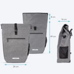 LifeGoods Fietstas - Enkel - 25L - Schoudertas En Rugtas - Waterdicht - E-Bikes - Schouderbanden - Grijs -Volare Shop 1200x1200 241