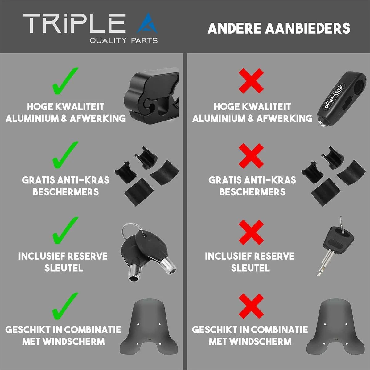 Triple A Slot - Stuurslot Scooter Brommer Motor Fiets | Scooterslot Brommerslot Motorslot Fietsslot 5 Triple A Slot - Stuurslot Scooter Brommer Motor Fiets | Scooterslot Brommerslot Motorslot Fietsslot - Image 3