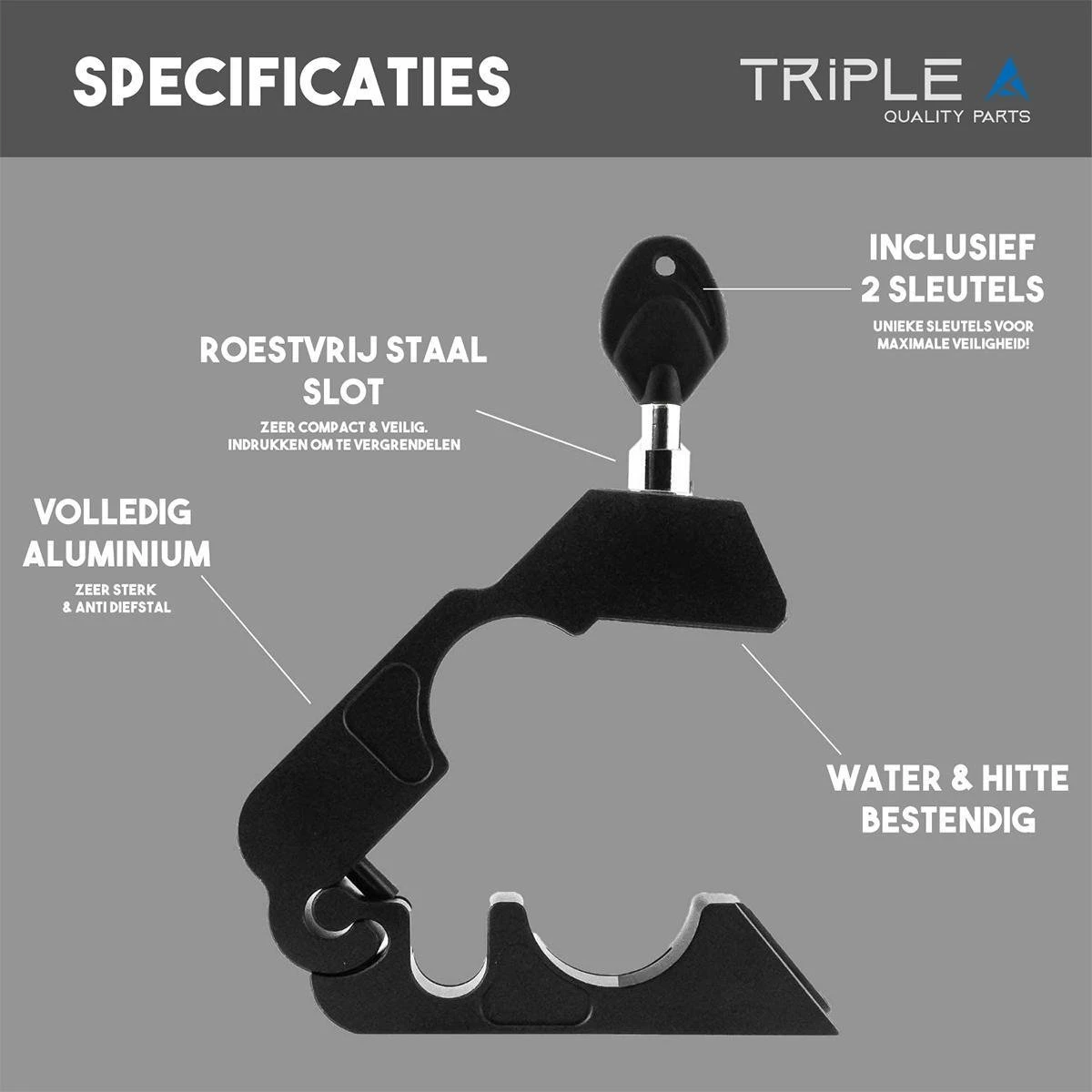 Triple A Slot - Stuurslot Scooter Brommer Motor Fiets | Scooterslot Brommerslot Motorslot Fietsslot 6 Triple A Slot - Stuurslot Scooter Brommer Motor Fiets | Scooterslot Brommerslot Motorslot Fietsslot - Image 4