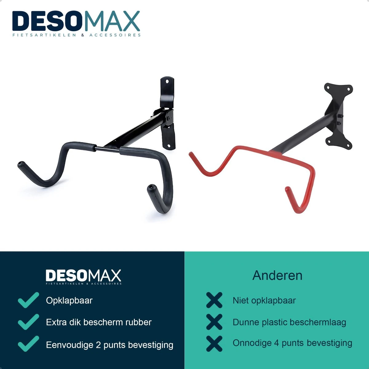 Fiets Ophangsysteem Ophangbeugel En Muurbeugel DesoMax® Muurhaak - Muurbevestiging Voor Het Frame - Wandhouder 7 Fiets Ophangsysteem Ophangbeugel En Muurbeugel DesoMax® Muurhaak - Muurbevestiging Voor Het Frame - Wandhouder - Image 5