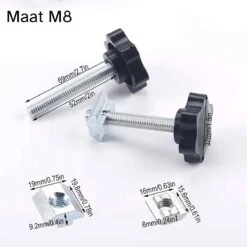 10 Stuks - Klemschroef Met Draaiende Knop - Sterschroef - Duimschroeven - Schuifmoeren - Gekartelde Klemknoppen - Draai Bouten - Vervangende Ster Handknop - Aanhaalschroef - M8 * 50mm - Zwart -Volare Shop 1200x1200 407