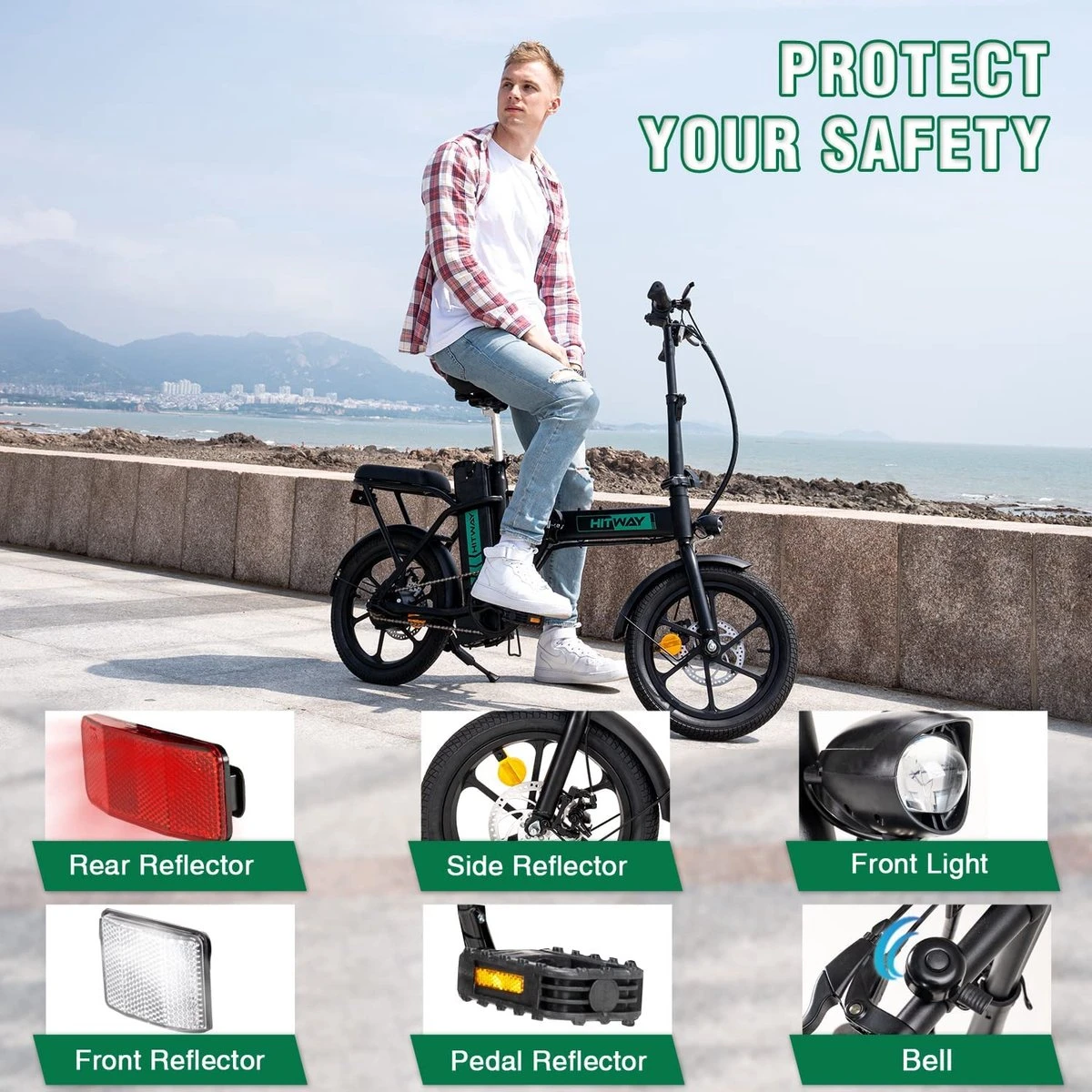 HITWAY Elektrische Fiets Voor, Stadsfietsen Opvouwbaar, E-BIKE, 7.5Ah Batterij, 250W Motor, Actieradius Tot 45 Km - BK5 7 HITWAY Elektrische Fiets Voor, Stadsfietsen Opvouwbaar, E-BIKE, 7.5Ah Batterij, 250W Motor, Actieradius Tot 45 Km - BK5 - Afbeelding 5
