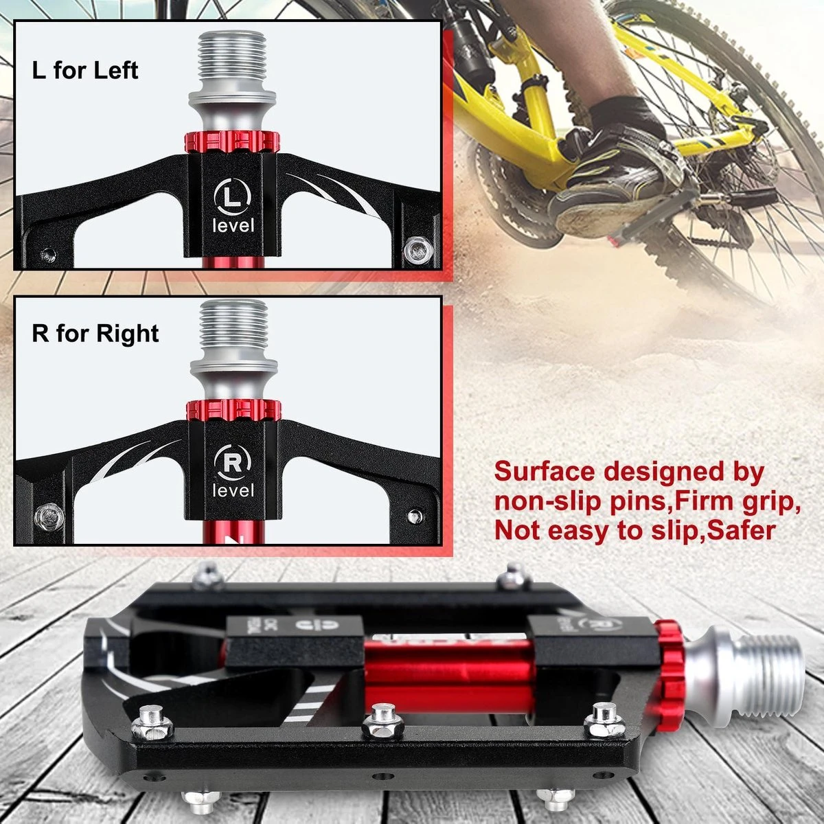 Zacro Mountainbike Pedalen - Aluminium Antislip Duurzame Fietspedalen - Ultrasterk Kleurrijk - CNC Gefreesd 3 Lager Anodiserende Fietspedalen - Voor BMX/MTB Racefiets 9/16" 5 Zacro Mountainbike Pedalen - Aluminium Antislip Duurzame Fietspedalen - Ultrasterk Kleurrijk - CNC Gefreesd 3 Lager Anodiserende Fietspedalen - Voor BMX/MTB Racefiets 9/16" - Afbeelding 3