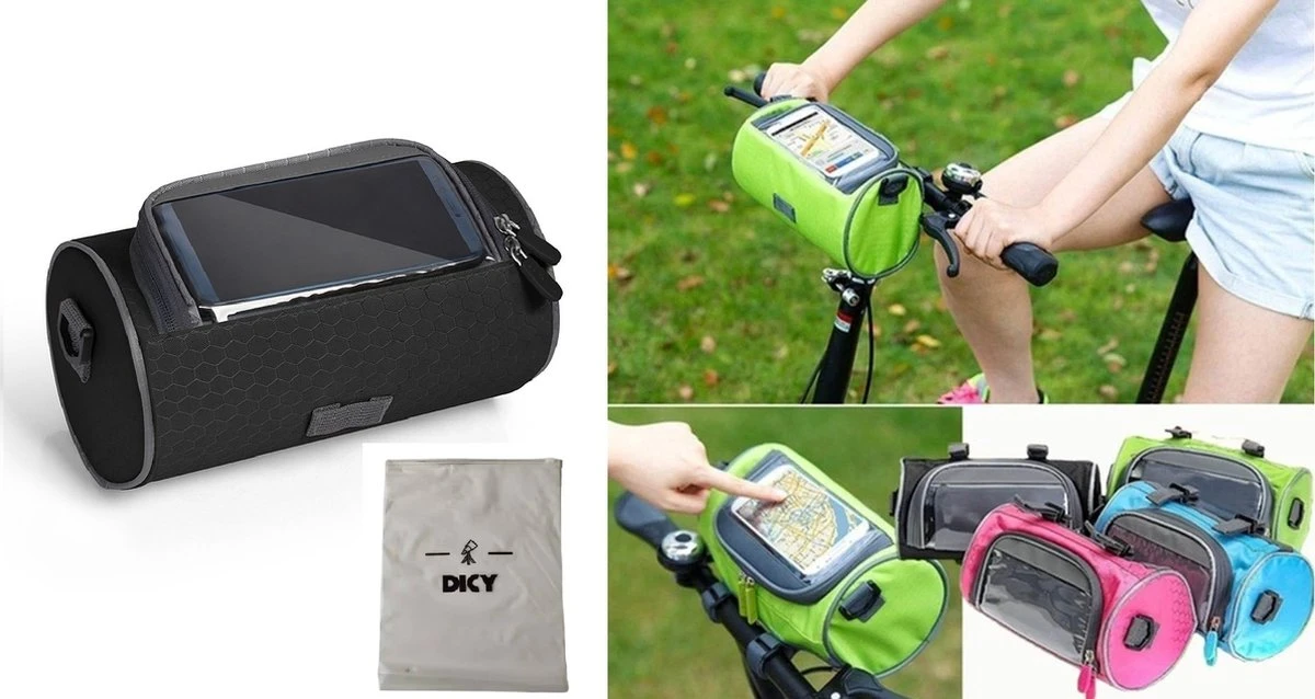 DICY Fiets Stuurtas - Fietstas Stuur Met Smartphone / Telefoonhouder & Kaarthouder Zwart 3 DICY Fiets Stuurtas - Fietstas Stuur Met Smartphone / Telefoonhouder & Kaarthouder Zwart