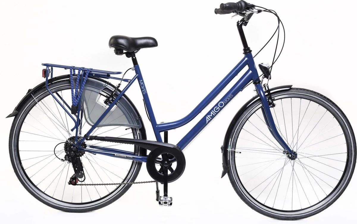 Amigo Moves - Damesfiets 28 Inch - Fiets Met 6 Versnellingen - Matblauw 3 Amigo Moves - Damesfiets 28 Inch - Fiets Met 6 Versnellingen - Matblauw