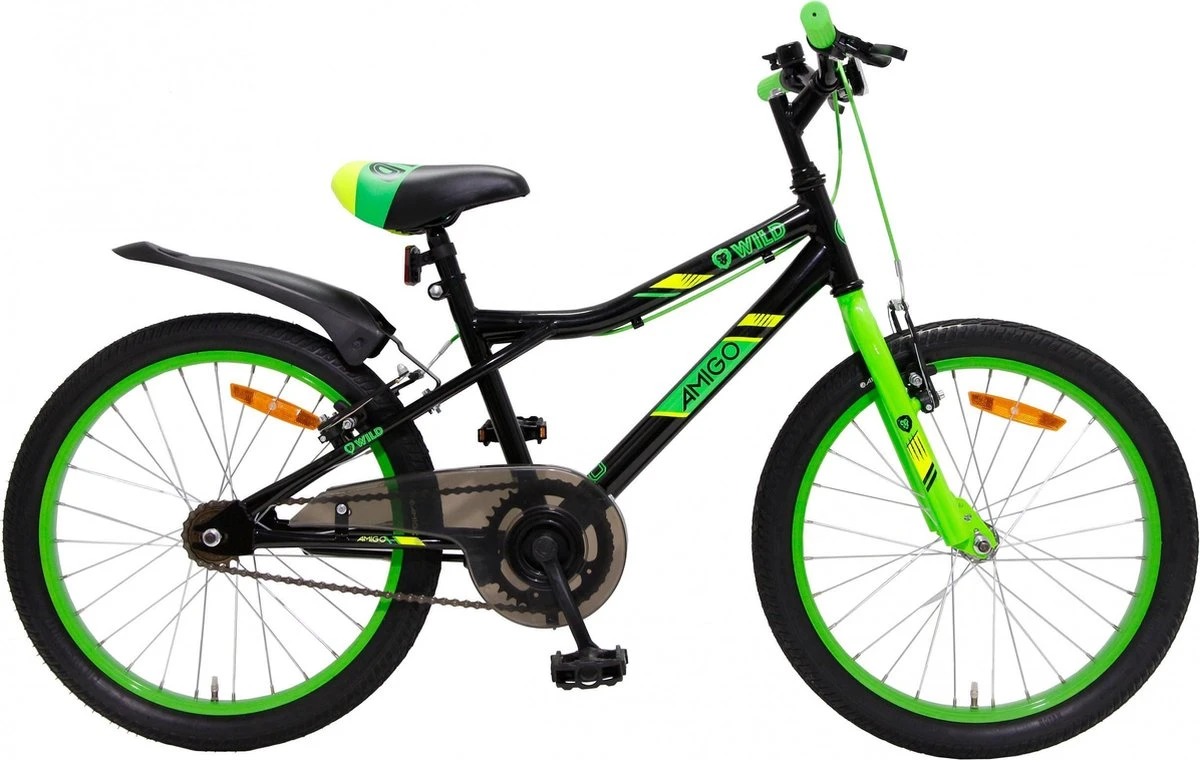 Amigo Wild - Mountainbike 20 Inch - Voor Jongens En Meisjes - Zwart/Groen 3 Amigo Wild - Mountainbike 20 Inch - Voor Jongens En Meisjes - Zwart/Groen