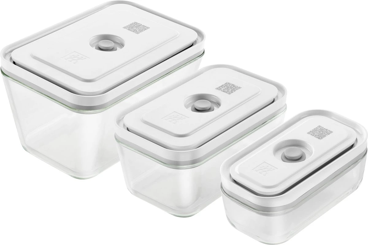 Zwilling Fresh & Save Vacuüm Vershoudbakjes - Opbergdozen - 3-delige Set - S 200ml - M 750ml - L 1600ml - Glas 3 Zwilling Fresh & Save Vacuüm Vershoudbakjes - Opbergdozen - 3-delige Set - S 200ml - M 750ml - L 1600ml - Glas