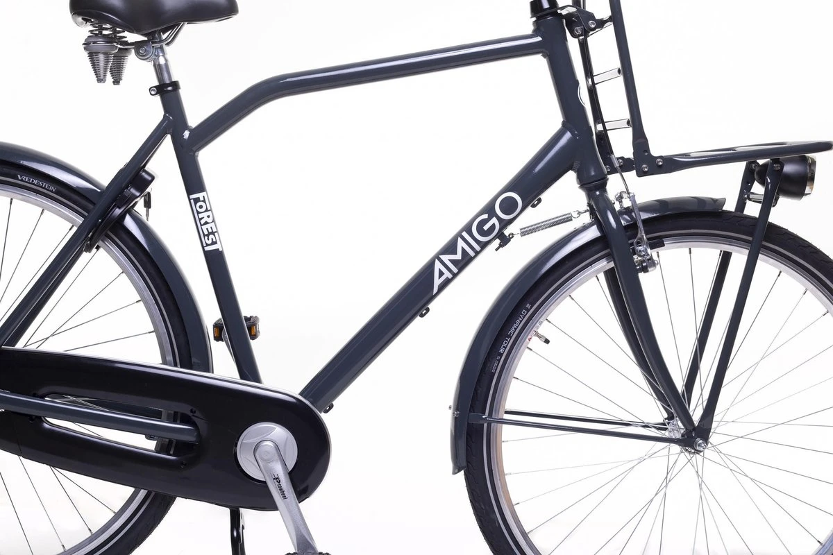 Amigo Forest - Transportfiets 28 Inch - Herenfiets Met Voordrager - Grijs 6 Amigo Forest - Transportfiets 28 Inch - Herenfiets Met Voordrager - Grijs - Afbeelding 4