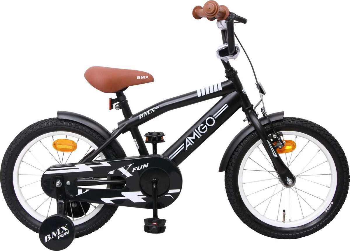 Amigo BMX Fun Jongensfiets - Kinderfiets 16 Inch - Matzwart 3 Amigo BMX Fun Jongensfiets - Kinderfiets 16 Inch - Matzwart