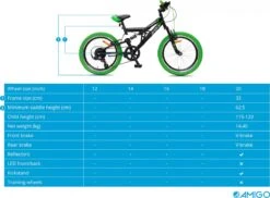 Amigo Fun Ride - Mountainbike 20 Inch - Voor Jongens En Meisjes - Met 7 Versnellingen - Zwart/Groen 17 Amigo Fun Ride - Mountainbike 20 Inch - Voor Jongens En Meisjes - Met 7 Versnellingen - Zwart/Groen -Volare Shop 1200x885 3
