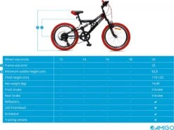 Amigo Fun Ride - Mountainbike 20 Inch - Voor Jongens En Meisjes - Met 7 Versnellingen - Zwart/Rood 21 Amigo Fun Ride - Mountainbike 20 Inch - Voor Jongens En Meisjes - Met 7 Versnellingen - Zwart/Rood -Volare Shop 1200x899 16