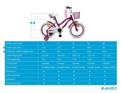 Amigo Flower Meisjesfiets - Kinderfiets 16 Inch - Paars -Volare Shop 1200x920 17