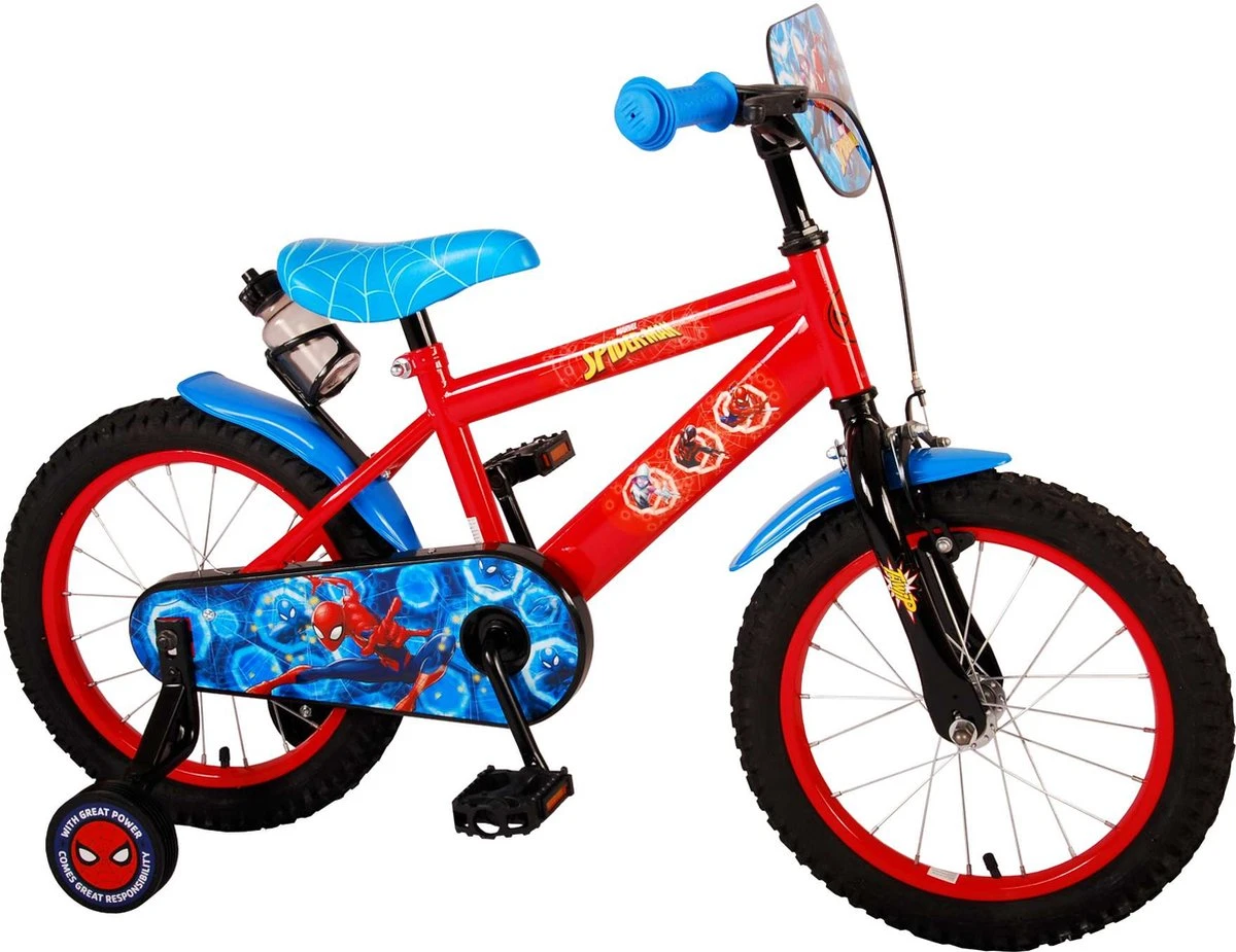 Marvel Spider-Man Kinderfiets - Jongens - 16 Inch - Blauw/Rood 4 Marvel Spider-Man Kinderfiets - Jongens - 16 Inch - Blauw/Rood - Afbeelding 2