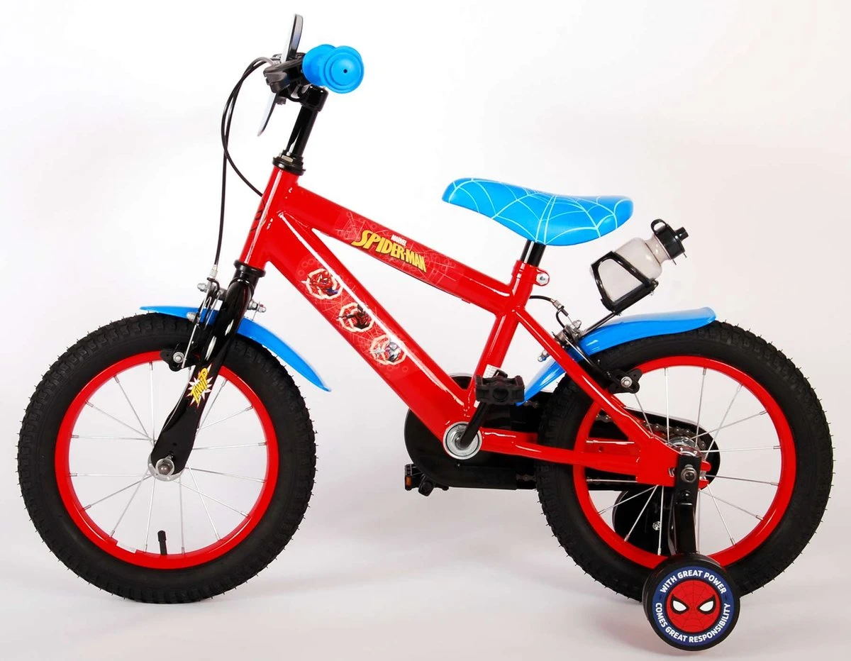 Spider-Man Kinderfiets - Jongens - 14 Inch - Rood/Blauw - Twee Handremmen 16 Spider-Man Kinderfiets - Jongens - 14 Inch - Rood/Blauw - Twee Handremmen - Afbeelding 14