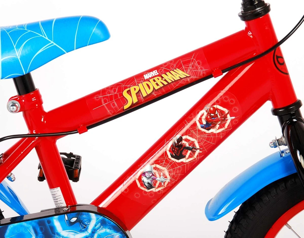 Spider-Man Kinderfiets - Jongens - 14 Inch - Rood/Blauw - Twee Handremmen 8 Spider-Man Kinderfiets - Jongens - 14 Inch - Rood/Blauw - Twee Handremmen - Afbeelding 6