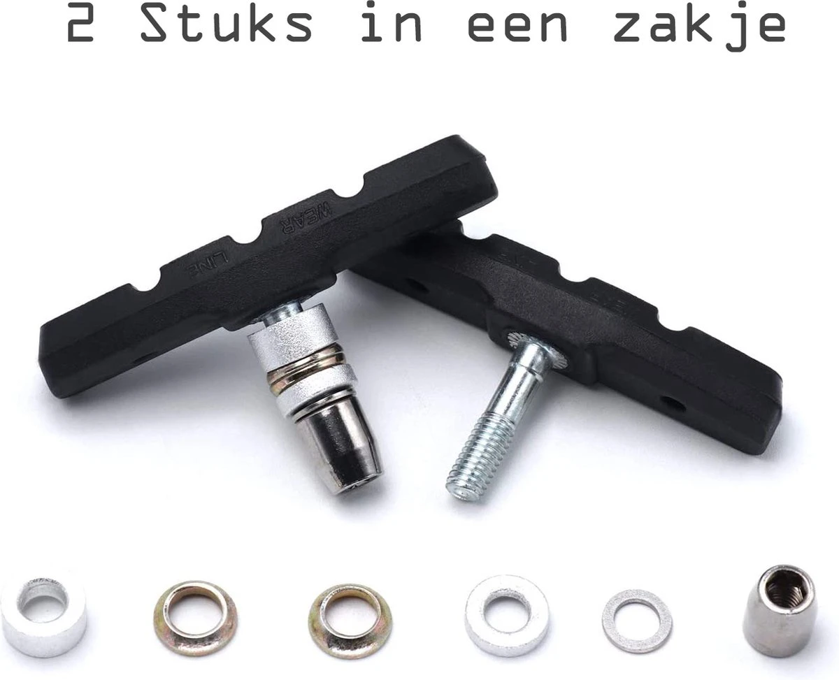 2 Set Universele Rubberen Fiets V Remblokken Set - 2 Paar – 4Stuks – 70mm | Rubber Remblokjes | Fietsen Remblok | Remblokkenset | Remblokset Geschikt Voor Mountainbike, Stadsfiets, Vouwfiets En Tourfiets 4 2 Set Universele Rubberen Fiets V Remblokken Set - 2 Paar – 4Stuks – 70mm | Rubber Remblokjes | Fietsen Remblok | Remblokkenset | Remblokset Geschikt Voor Mountainbike, Stadsfiets, Vouwfiets En Tourfiets - Afbeelding 2