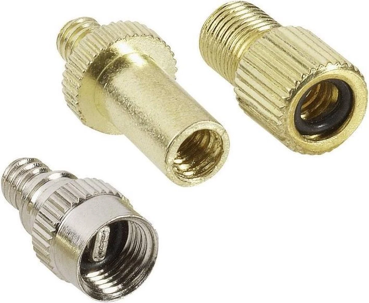 Merkloos Set Van 2x Stuks Verloopnippel Voor Fietsventiel - 3-delig - Oa Frans Ventiel Verloopstukje/opzetstukje 3 Merkloos Set Van 2x Stuks Verloopnippel Voor Fietsventiel - 3-delig - Oa Frans Ventiel Verloopstukje/opzetstukje