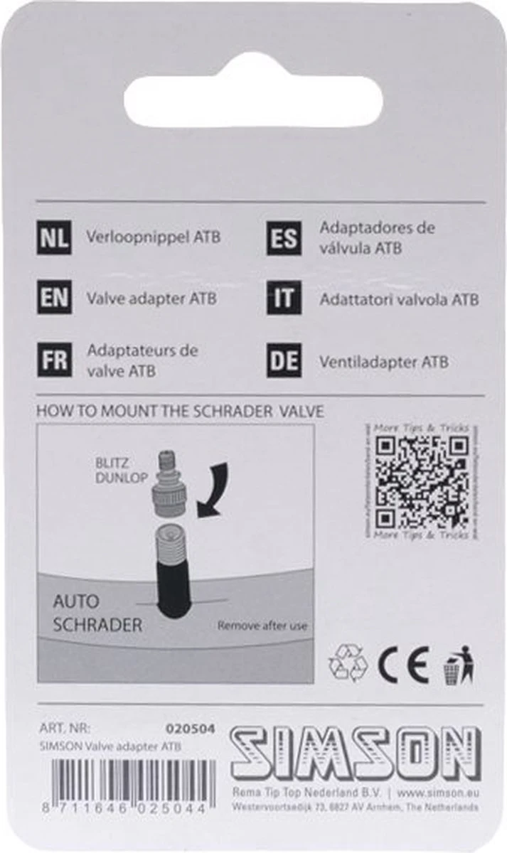 Simson - Oppompverloopnippel Voor Oppompen Autoventiel Met Gewone Fietspomp 10 Simson - Oppompverloopnippel Voor Oppompen Autoventiel Met Gewone Fietspomp - Afbeelding 8