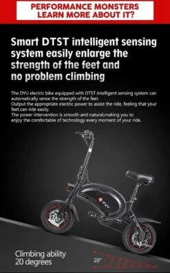 DYU D3F Opvouwbare Elektrische Fiets, Slimme Mountainbike Voor Volwassenen, 240W Aluminiumlegering Fiets Verwijderbare 36V/10Ah Lithium-ion Batterij Met 3 Rijmodi -Volare Shop 749x1200 3