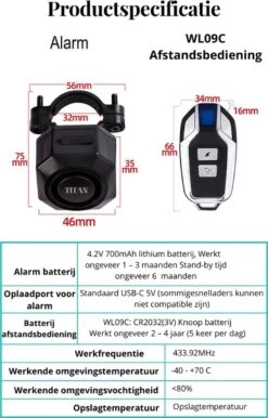 Titan Fietsalarm (2023 Model ) - Fietsalarm - Fietsslot Met Alarm - Alarm Met Afstandsbediening 18 Titan Fietsalarm (2023 Model ) - Fietsalarm - Fietsslot Met Alarm - Alarm Met Afstandsbediening -Volare Shop 768x1200 1