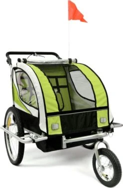 Fietkar - 2 Kinderen - Met Schokbreker - Lime